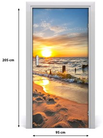 Naklejka fototapeta na drzwi Zachód słońca morze