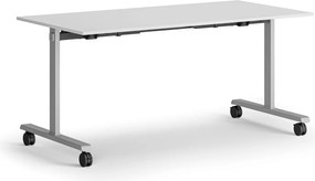 Mobilny stół MATCH, 160x80 cm, szara podstawa, biały