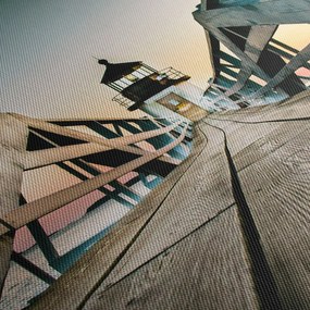 Obraz - Na molo (z zegarem) (90x30 cm)