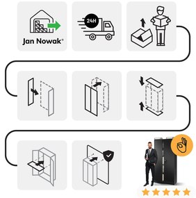 Biurowa szafa metalowa na akta JAN, 900 x 1850 x 400 mm, czarna