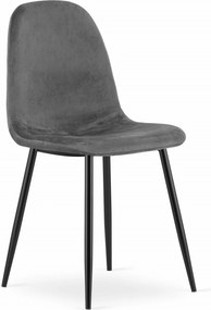 PROMOCJA Ciemnoszare krzesło aksamitne COMO z czarnymi nogami II. jakość