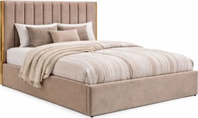 Beżowe tapicerowane welurem łóżko 160x200 cm P6-A29