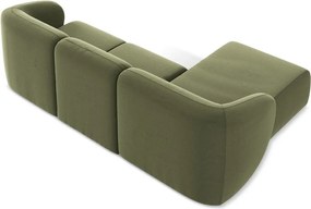 Zielony aksamitny narożnik (lewostronny/z szezlongiem) Lani – Makamii