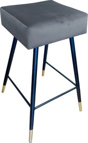 Hoker MAX krzesło barowe tkanina Welur podstawa metalowa : Kolor nogi - Czano-złota stożek, Kolor tkaniny - VELVET - BL14, Typ siedziska - Siedzisko stałe