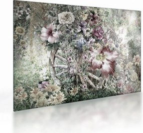 Obraz na szkle kwiatów na drewnianym kole (70x50 cm)