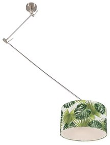Nowoczesna lampa wisząca stalowa z kloszem liściowym 35 cm - Blitz Nowoczesny Oswietlenie wewnetrzne