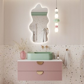 Lustro dekoracyjne w kształcie chmurki oszlifowane podświetlane CLOUD LED | Różne rozmiary : Kolor tafli szkła - Srebrny, Rozmiar - 60 x 80 cm