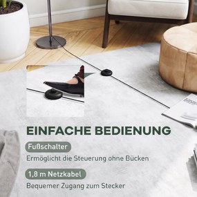 HOMCOM Lampa stojąca, okrągły klosz, włącznik nożny, długi kabel, elegancki wygląd, metal, szary | Aosom PL