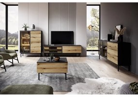 Elegancka komoda Last z półkami i szufladami 180 cm piękne lamele