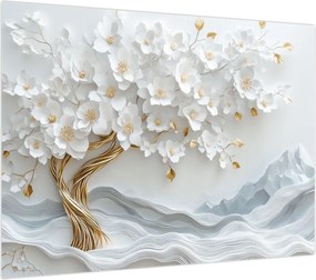 Obraz na szkle – Eleganckie drzewo życia 3D (70x50 cm)