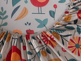 PrzytulneMieszkanie.pl Prześcieradło z mikrofibry RETRO BIRD kolorowe 180x200 cm