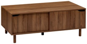 Stolik kawowy z zamkniętymi półkami SLIDY, kolor ciemnego drewna, 108 x 60 x 42 cm