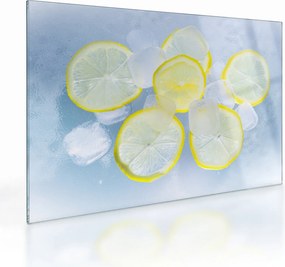 Obraz na szkle - cytryny w lodzie (70x50 cm)