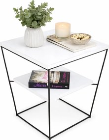 Kwadratowy stolik kawowy z białym blatem L5-W03