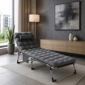 Leżanka Łóżko Polowe VENUS 190x73 cm Szary