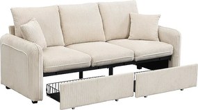 Wielofunkcyjna kanapa narożna w kształcie U - 3 miejsca - z miejscem do przechowywania - z szufladami - beżowy