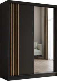 Szafa Przesuwna NELVIA 160 cm z Lustrem Szafa Dwudrzwiowa Czarna