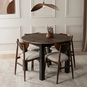 Stół Okrągły Rozkładany HARRY 102-142 cm Orzech/Czarny Loft
