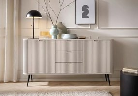 Komoda nowoczesna Fulgeo 168cm szuflady szafki ryflowana loft glamour czarna kaszmir biała