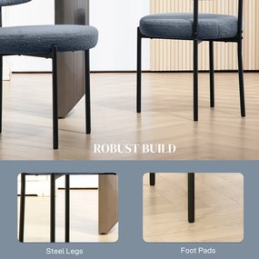 HOMCOM Zestaw 2 krzeseł do jadalni, tapicerka polarowa, siedziska tapicerowane, metalowe nogi, szare | Aosom PL