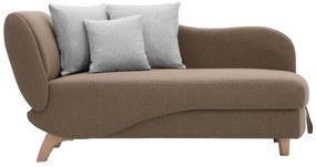 Szezlong prawostronny rozkładany z brązowej tkaniny ze schowkiem na pościel PENELOPE