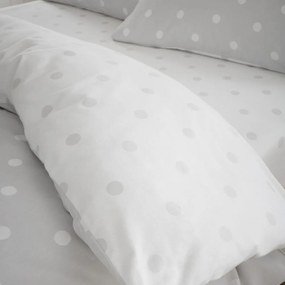 Białe/szare flanelowe prześcieradło z gumką 135x190 cm Polka Dot – Catherine Lansfield