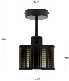 Lampa sufitowa czarna jednopunktowa z czarnym abażurem B-1010SC-SC E27