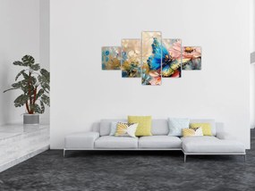 Obraz - Malowanie kwiatów i motyli (125x70 cm)