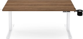 Biurko elektryczne z regulacją wysokości ergonomiczne białe/orzech,1400x700 mm: ARIA