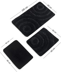 Czarne dywaniki łazienkowe zestaw 3 szt. 100x60 cm Wave – Foutastic