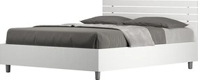 Łóżko wyposażone w stelaż z listwami 140x190 Prosty zagłówek z listwami frassino biała Ankel