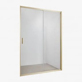 Przesuwne Drzwi Prysznicowe Z Miękkim Zamykaniem, Szkło Hartowane 6 Mm I Aluminium Dover Szczotkowane Złoto & Transparent & 140 X 195 Cm - Sklum