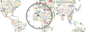 Obraz - Mapa obrazu (z zegarem) (90x30 cm)
