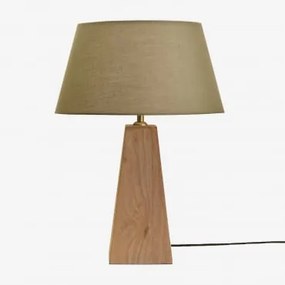 Lampa Stołowa Z Drewna Mango Taraua Drewno Mango & Sage Green Ø40 Cm Monaco - Sklum