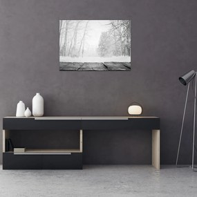 Obraz - Drewniane molo zimą (70x50 cm)