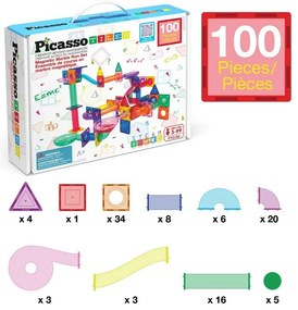 PicassoTiles magnetyczny zestaw konstrukcyjny 100 szt. Marble Run