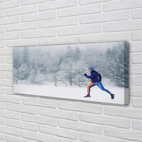 Duży obraz na płótnie Człowiek w Zimowym Lesie