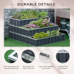 Outsunny podwyższona grządka ze stali, 118 cm x 118 cm x 62 cm