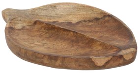 Deska do serwowania w kształcie liścia, drewno mango, 27 x 17 cm