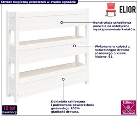 Biała drewniana piętrowa donica ogrodowa - Antos