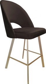 Hoker POLO krzesło barowe tkanina Welur podstawa metalowa hoker do kuchni : Kolor nogi - Złota profil, Kolor tkaniny - VELVET - MG05, Typ siedziska - Siedzisko stałe