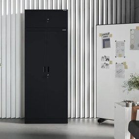 Metalowa nadstawka do szafy biurowej Ewa Compact, kolor czarny