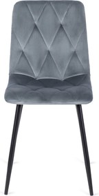 Krzesło Tapicerowane do Salonu ROBIN Szare Welurowe Nowoczesne Loft