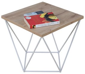 Druciany stolik kawowy w stylu skandynawskim dąb artisan + biały - Mokita 5X