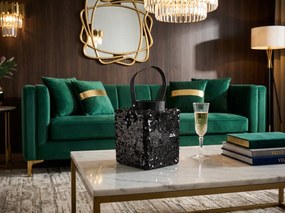 Latarnia z cekinami LOFTY GLAM 27 cm, czarna