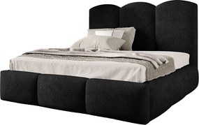 FURNISTAR Łóżko tapicerowane BAILEY z pojemnikiem na pościel| Bubble Bed 120x200|Łóżko dwuosobowe |Stelaż|Wygląd łóżka kontynentalnego|bez materaca-Czarny