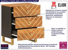 Szafka nocna z 3 szufladami z drewna mango - Mercury 5X