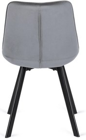 Zestaw 4x Krzesło Tapicerowane RICK do Salonu Szare Welurowe Nowoczesne Loft