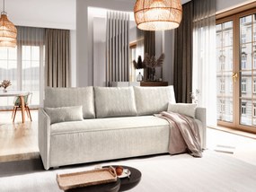 Masseno Sofa MESTOR z funkcją spania i pojemnikiem na pościel, Rozkładana sofa - Kremowy, POSO 100