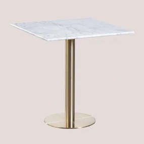 Kwadratowy Stolik Barowy Z Marmuru Cosmopolitan Biały Marmur & ↔︎ 70 Cm & Champagne Oro - Sklum